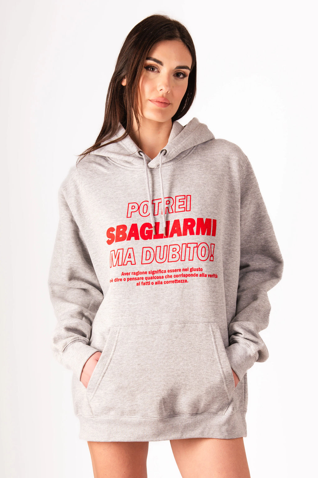 Felpa "Potrei sbagliarmi ma dubito!" grigia