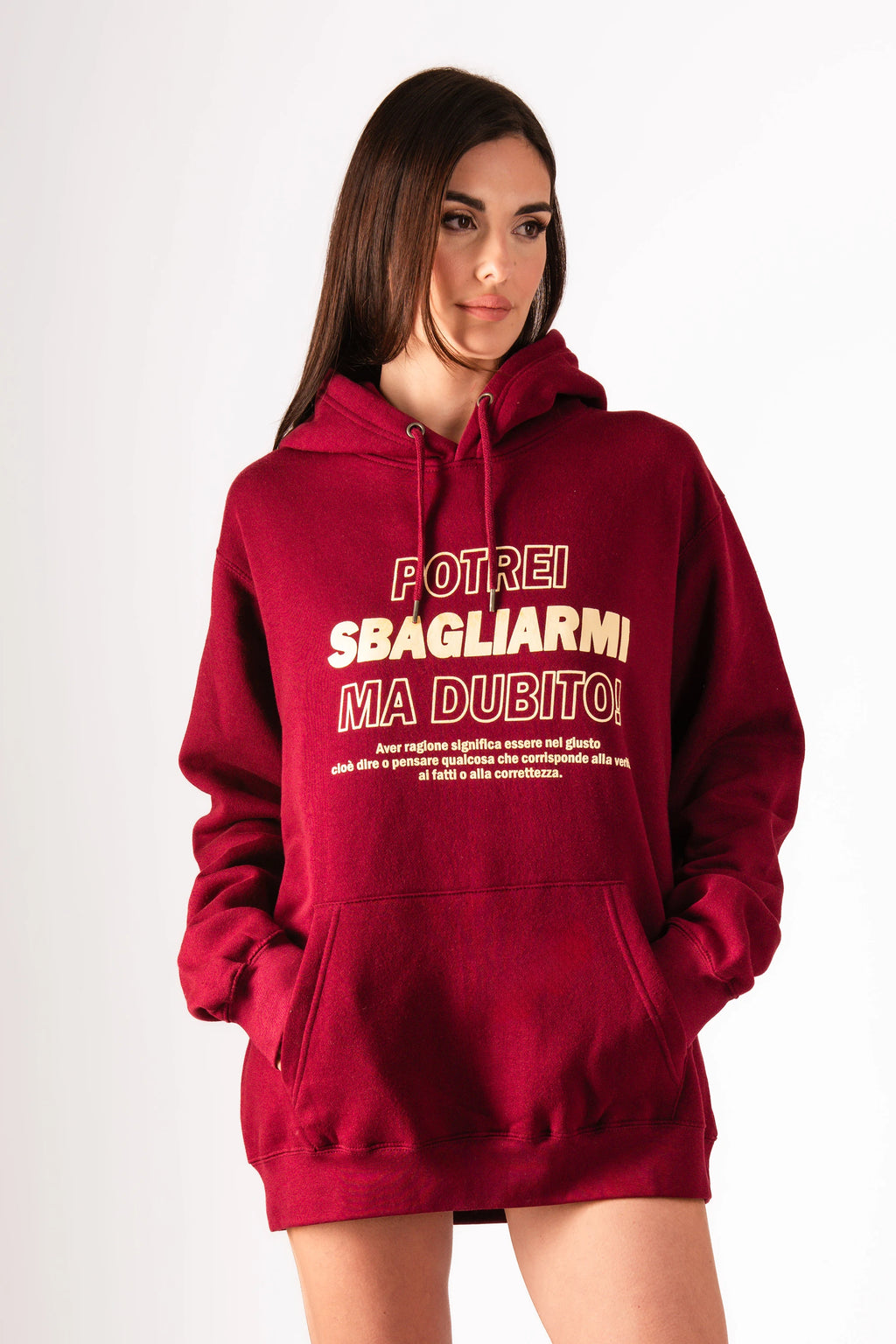 Felpa "Potrei sbagliarmi ma dubito!" bordeaux