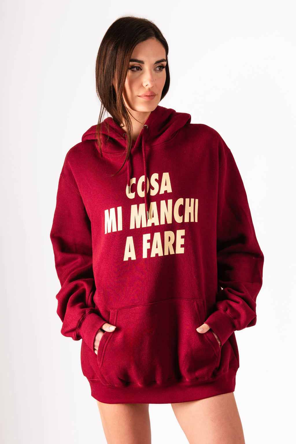 Felpa "Cosa mi manchi a fare?" Bordeaux
