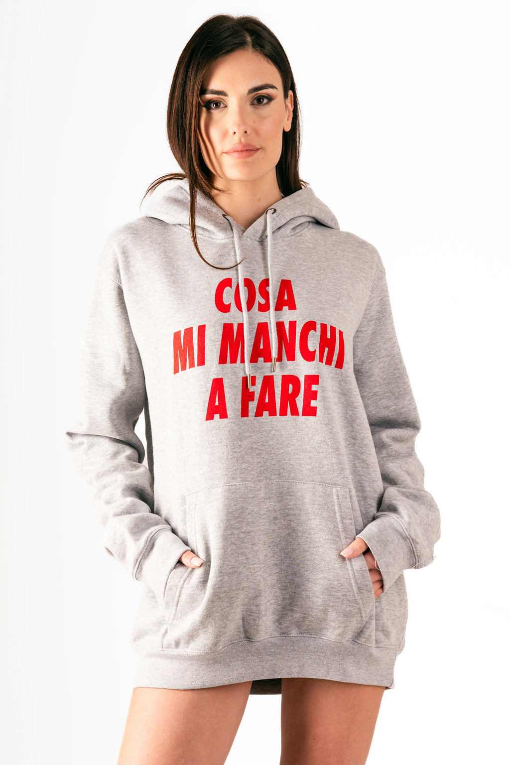 Felpa "Cosa mi manchi a fare?" grigia