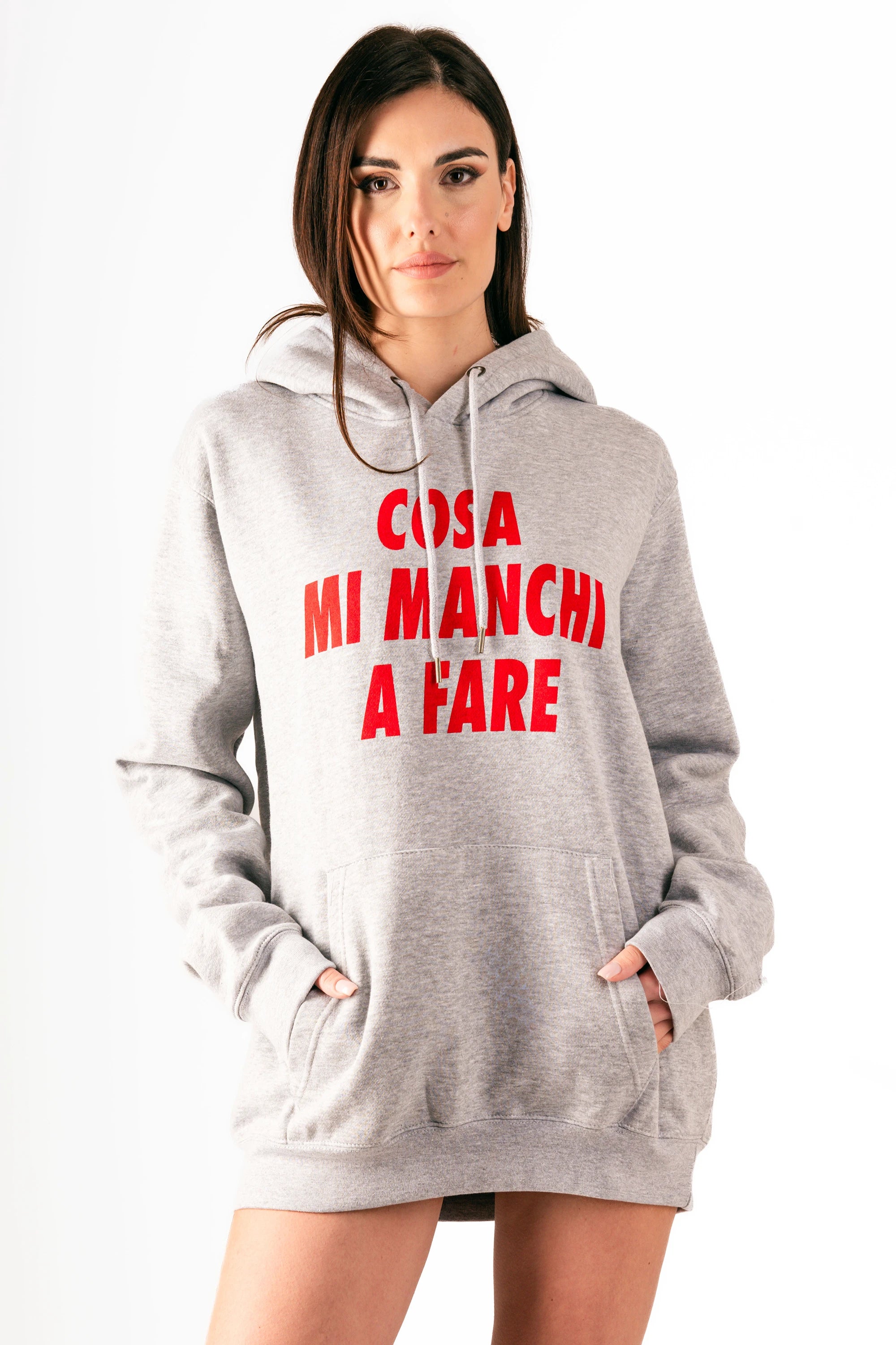 Felpa "Cosa mi manchi a fare?" grigia