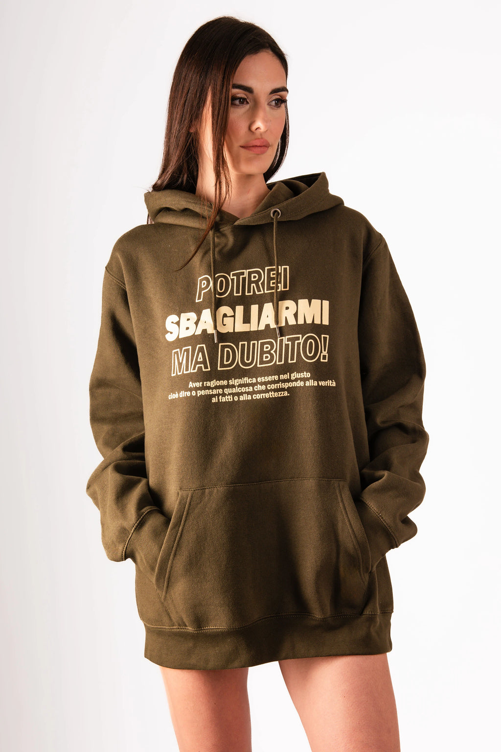 Felpa "Potrei sbagliarmi ma dubito!" verde