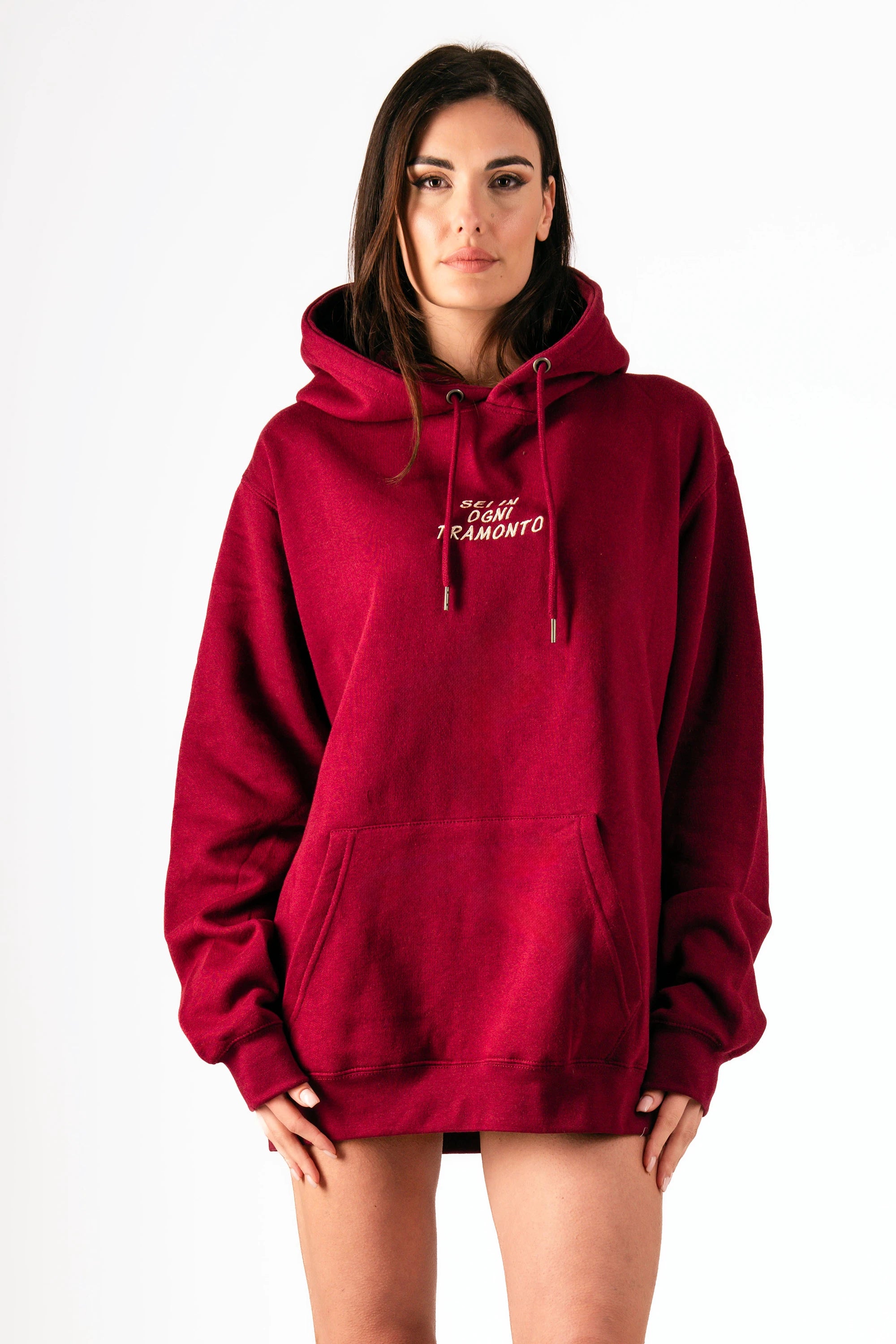 Felpa "Sei in ogni tramonto" bordeaux