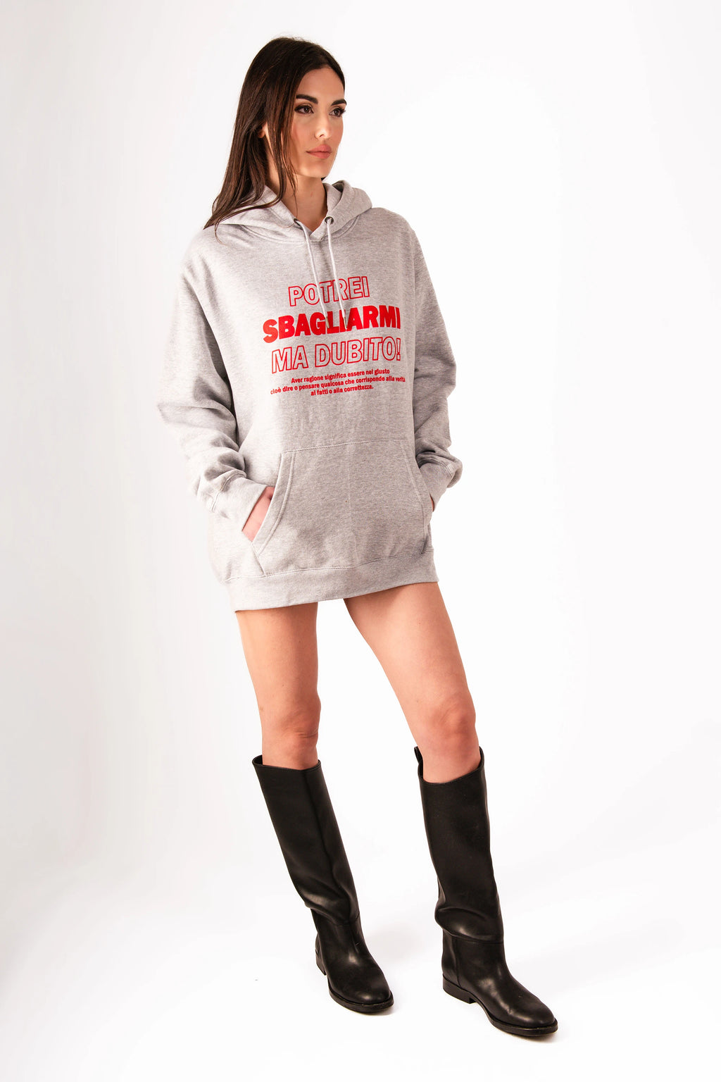 Felpa "Potrei sbagliarmi ma dubito!" grigia