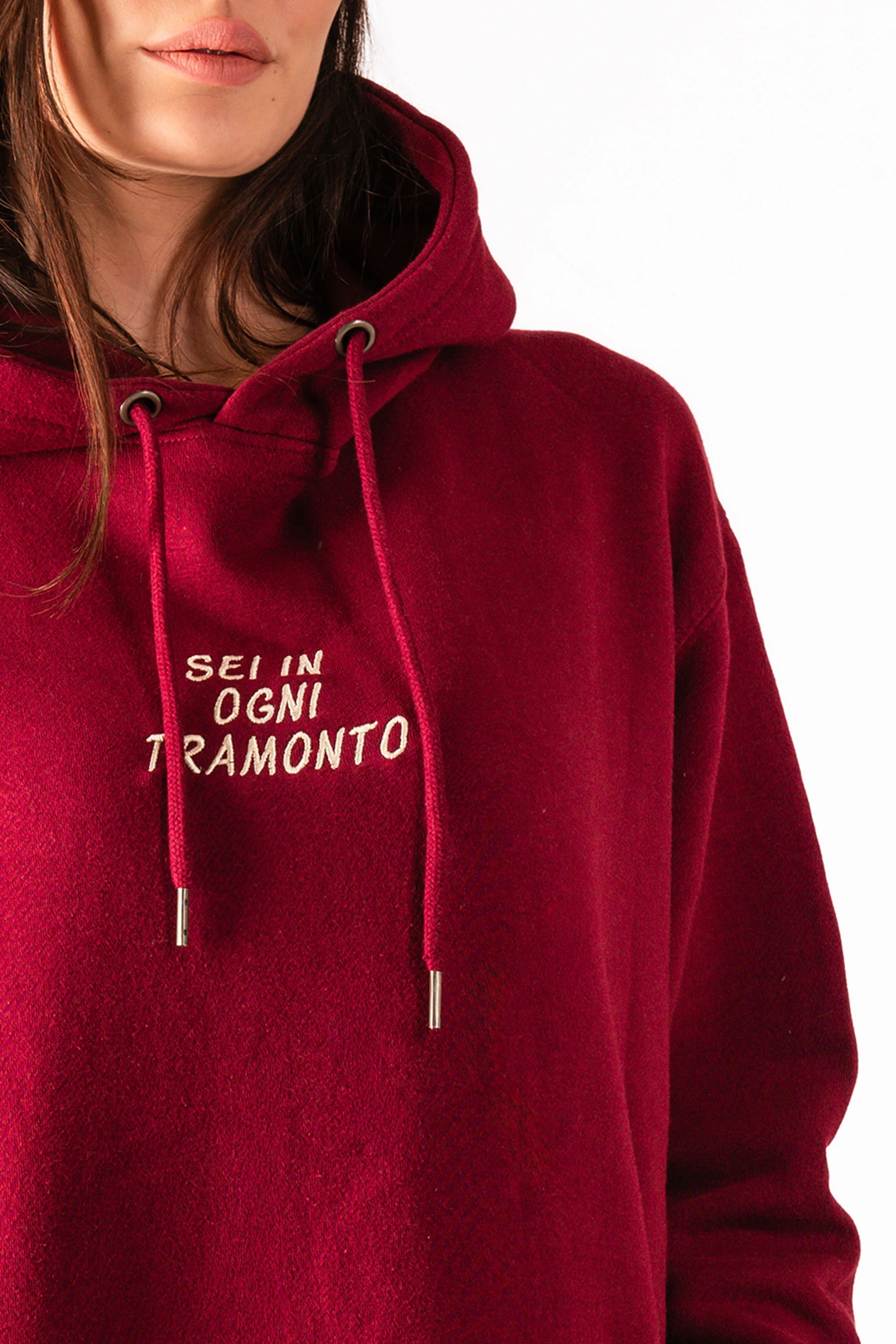 Felpa "Sei in ogni tramonto" bordeaux