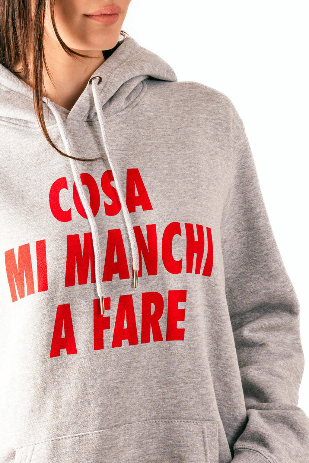 Felpa "Cosa mi manchi a fare?" grigia
