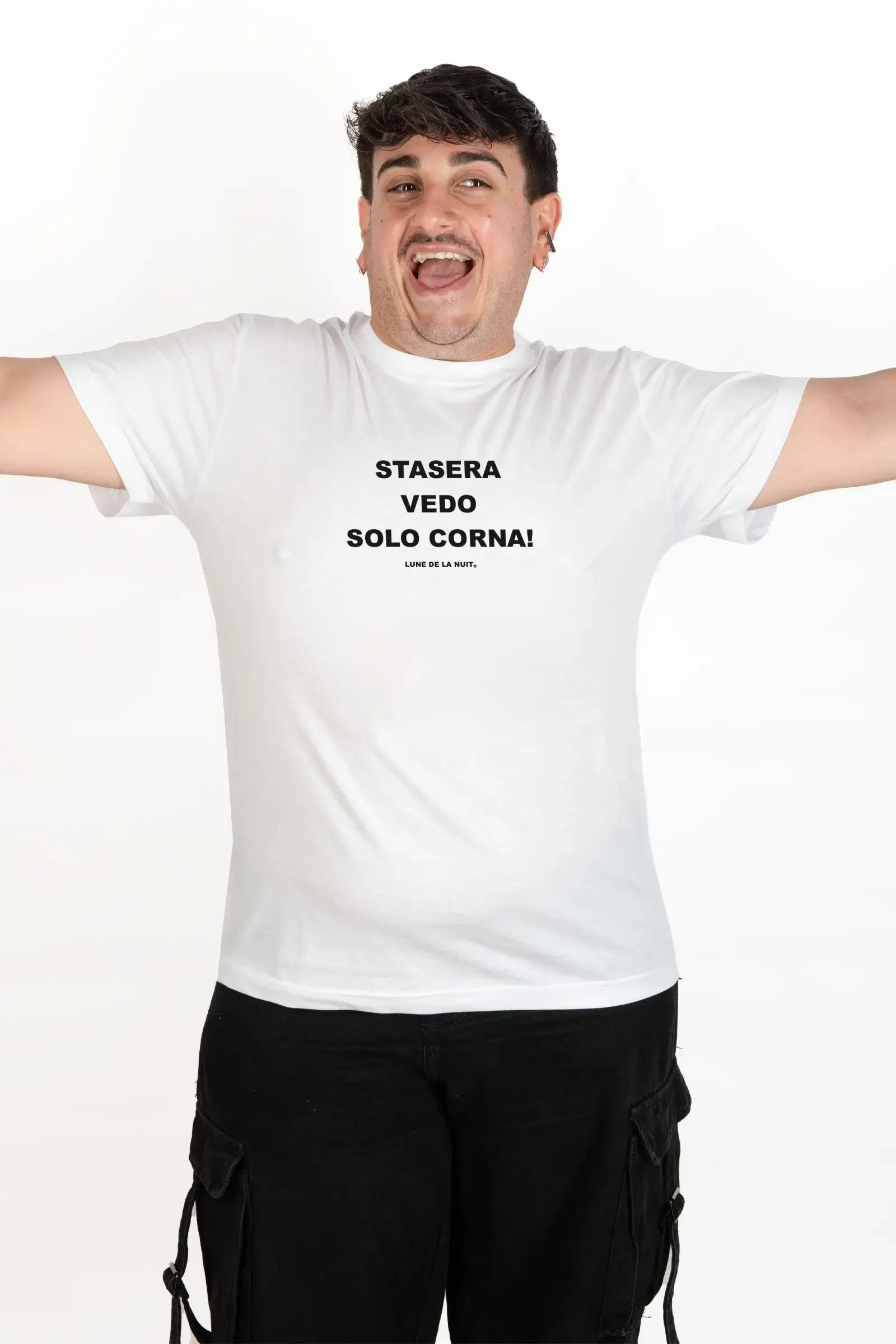 T-Shirt "STASERA CORNA" Bianca